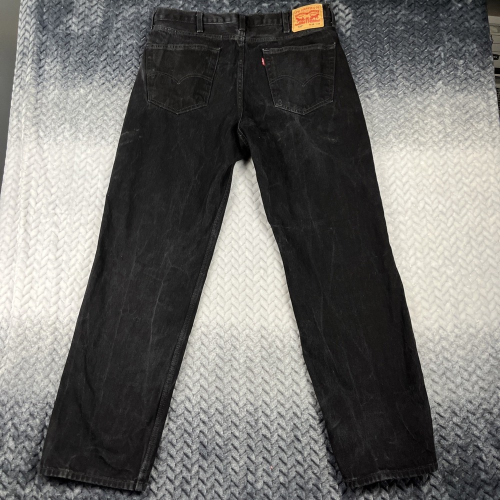 Levis 550 Jeans Mens 38x34" Black w Marbling Relaxed Fit Denim Jeans 100% Cotton